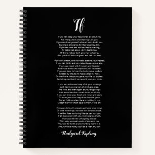 If Poem by Rudyard Kipling Black and White Notebook
