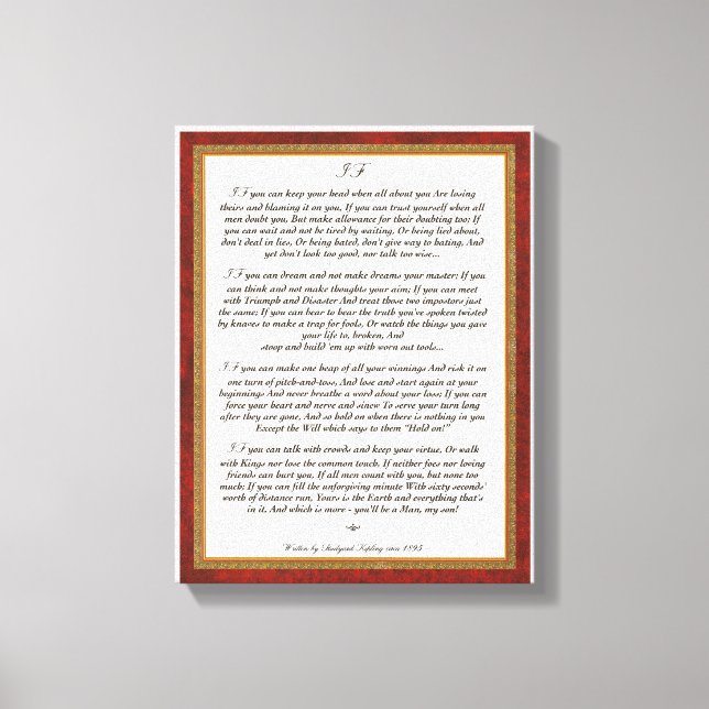 If Poem by Rudyard Kipling Canvas Print (Front)
