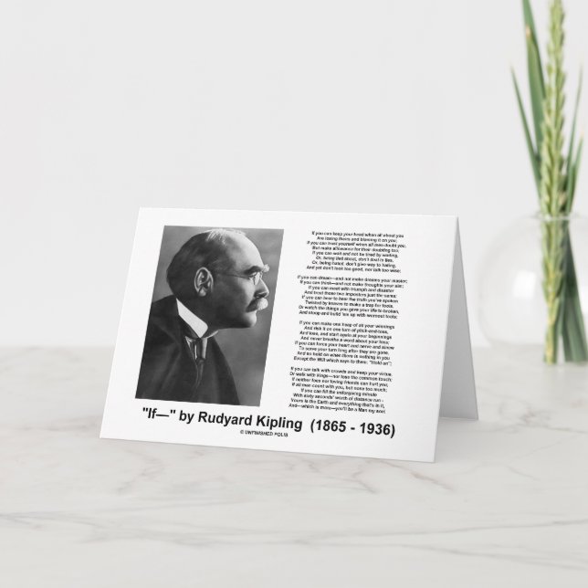 "If— " Poem By Rudyard Kipling Card (Front)