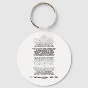 If Poem By Rudyard Kipling (Inspirational Poem) Keychain