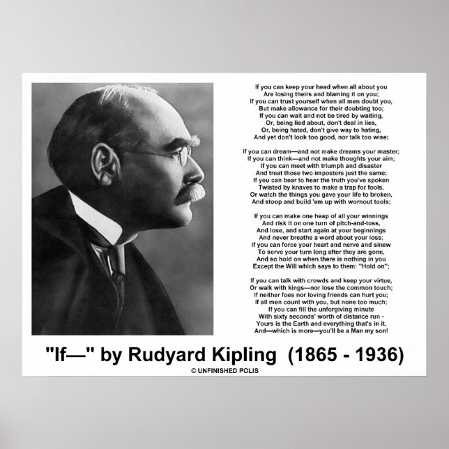 If Poem By Rudyard Kipling (Kipling Picture) Poster (Front)