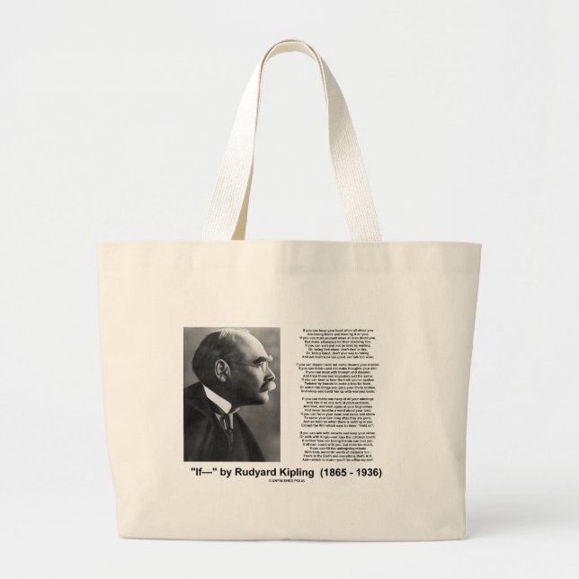 "If— " Poem By Rudyard Kipling Large Tote Bag (Front)