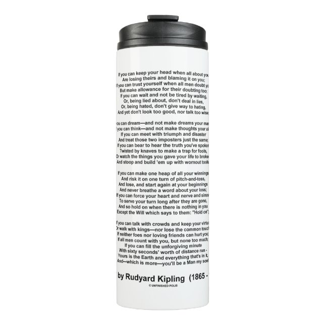 If- Poem by Rudyard Kipling (No Kipling Picture) Thermal Tumbler (Front)