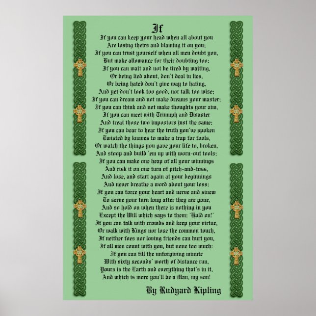 "IF" prose par Rudyard Kipling Poster (Devant)