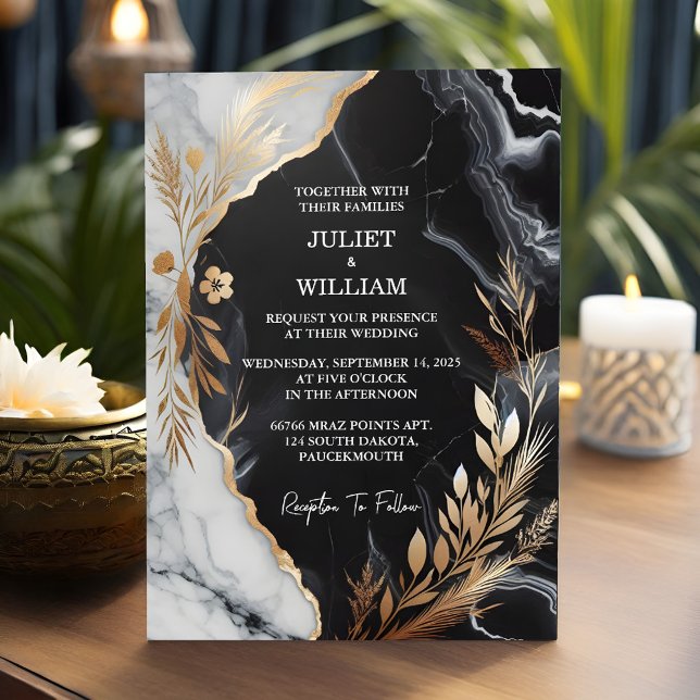 If Sheer Natural Work Stacked Stone Marble Wedding Invitation (Creator Uploaded)