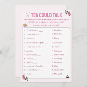 If Tea Could Talk Bridal Shower Tea Party Game Advice Card