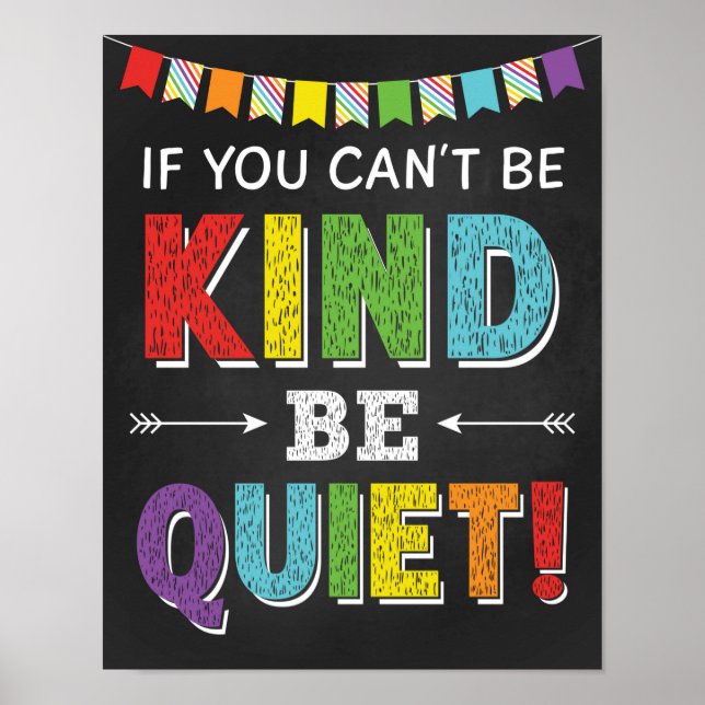 If You Can't Be Kind Be Quiet Classroom Kindness Poster (Front)