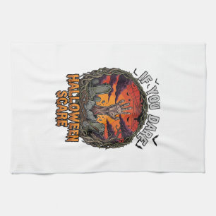 If You Dare Halloween Scare Zombie Hand Tombstone_ Kitchen Towel