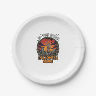 If You Dare Halloween Scare Zombie Hand Tombstone_ Paper Plate