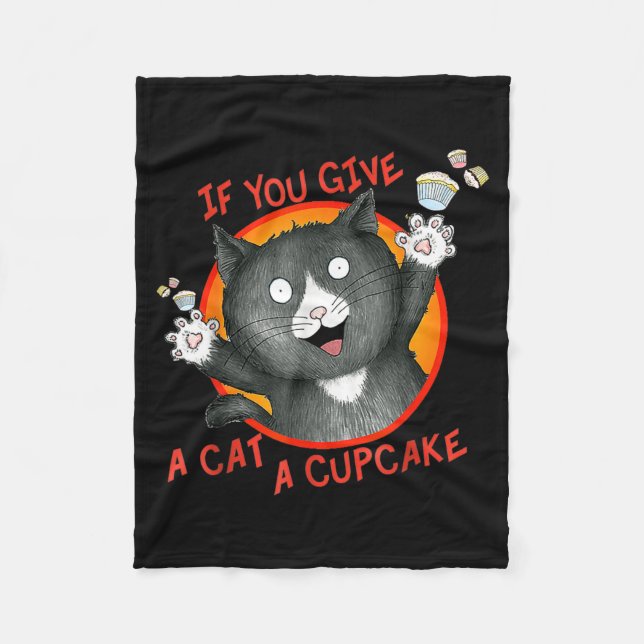 If You Give a Cat a Cupcake Fleece Blanket (Front)