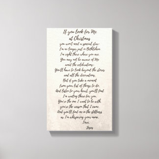If you look for Me at Christmas Canvas Print