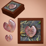 If You Truly Love Nature Floating Heart wooden Gift Box<br><div class="desc">This beautiful natural wooden keepsake box quotes Vincent Van Gogh, "If you truly love nature, you will find beauty everywhere." upon a heart-shaped Lily pad. The red heart shaped leaf is highlighted by sunlit as it floats among reeds in marshland water. It is a naturally perfect gift for a Nature...</div>