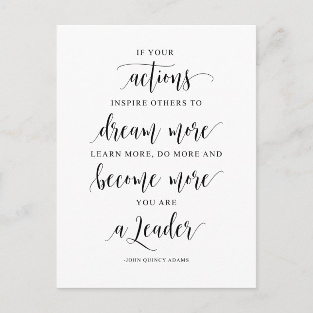 If Your Actions Inspire Others, John Quincy Adams Postcard (Front)