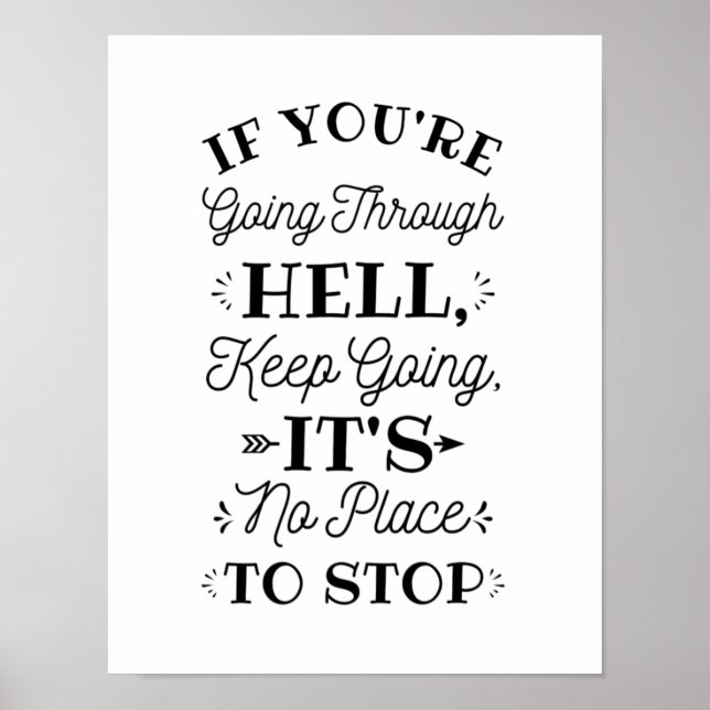 If You're Going Through Hell - Motivate Inspire Poster (Front)
