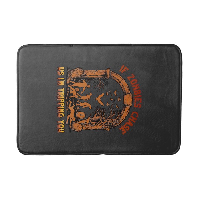 If Zombies Chase Us Im Tripping You Graveyard Bats Bath Mat (Front)