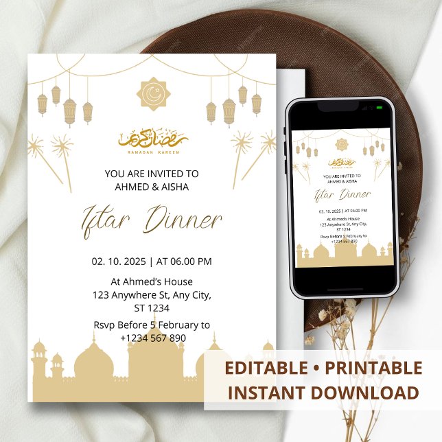 Iftar dinner invitation ramadan with lentern (Creator Uploaded)