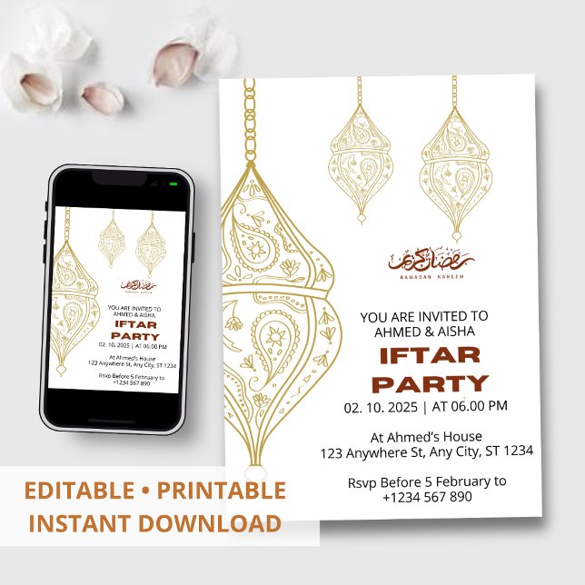 Iftar dinner invitation ramadan with lentern (Creator Uploaded)