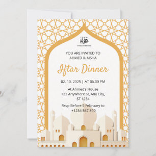 Iftar dinner invitation ramadan with mosque