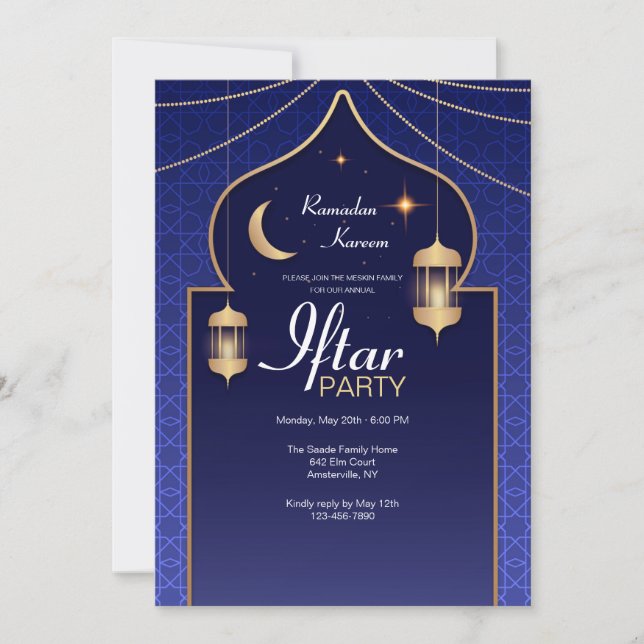 Iftar Party in Blue Invitation (Front)