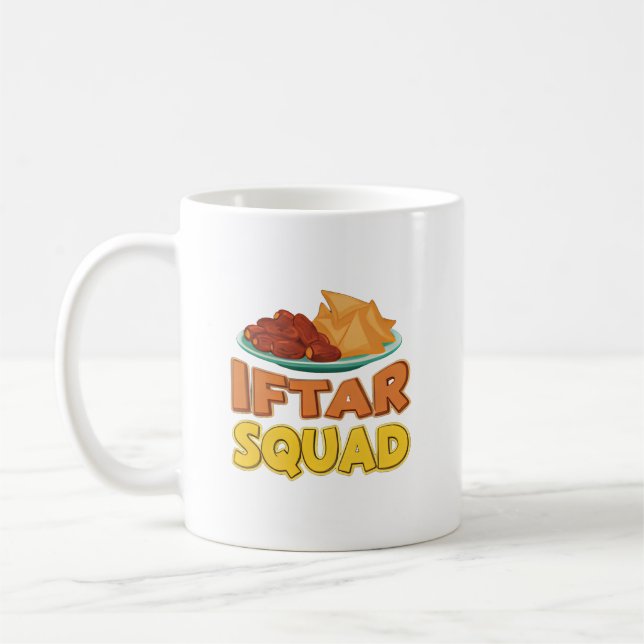 Iftar Squad Ramadan Food Illustration Coffee Mug (Left)