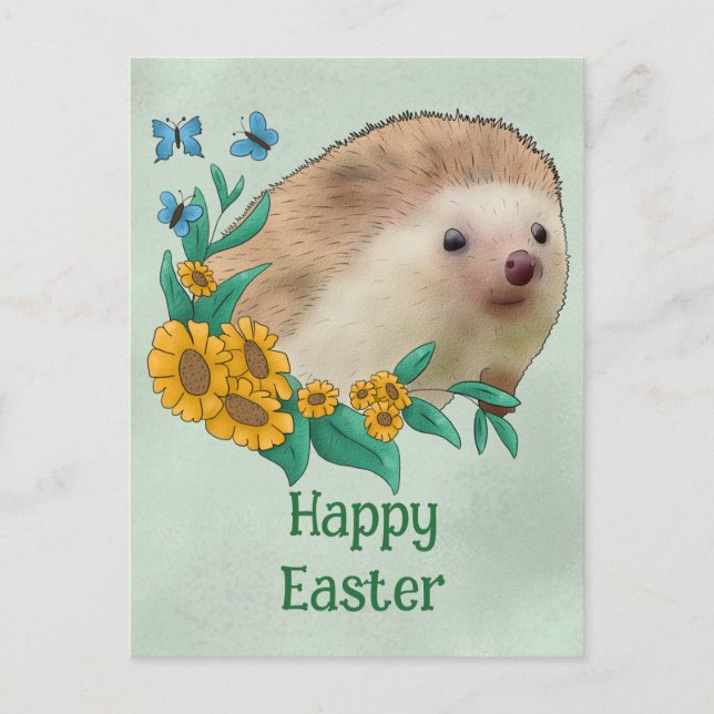 Igel avec carte postale florale (Devant)