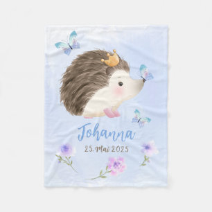 Igel blau 2 - Aquarell-Design personalisierbare Fleece Blanket