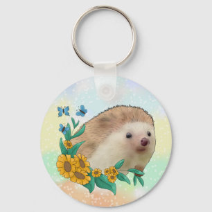 Igel im Blumenbeet Keychain