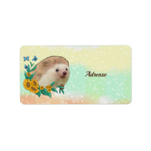 Igel im Blumenbeet Label