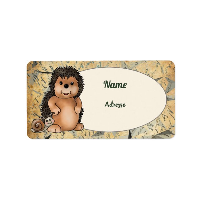 Igel und Schnecke  adressaufkleber Label (Front)