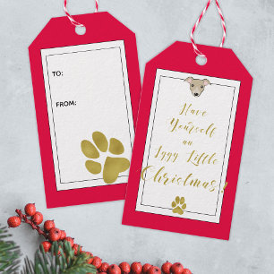 Iggy little Christmas Fun Elegant Faux gold Script Gift Tags