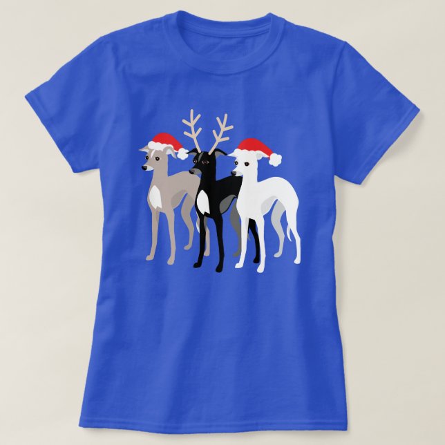 Iggy Mom or Dad Italian Greyhound Christmas T-Shirt (Design Front)