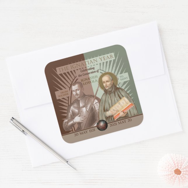 Ignatius Loyola:  From Soldier To Saint (SAE 004)  Square Sticker (Envelope)