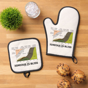 Igneous Is Bliss Silica Content Geology Humour Oven Mitt & Pot Holder Set