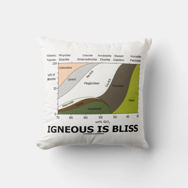 Igneous Is Bliss Silica Content Geology Humour Throw Pillow (Front)