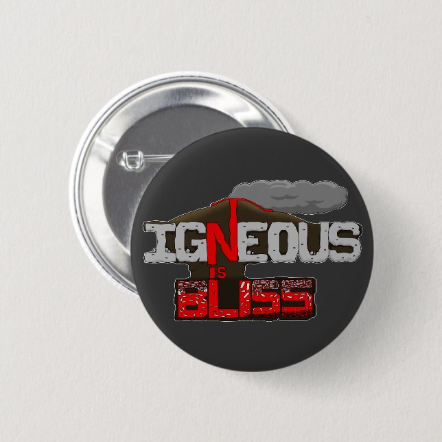 Igneous is Bliss Volcano 2 Inch Round Button (Front & Back)