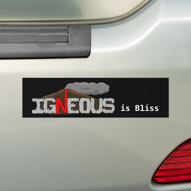 Igneous is Bliss Volcano Bumper Sticker (On Car)