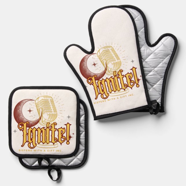 IGNITE! Brand Merch by SWAG Inc. Oven Mitt & Pot Holder Set (Front/Back)