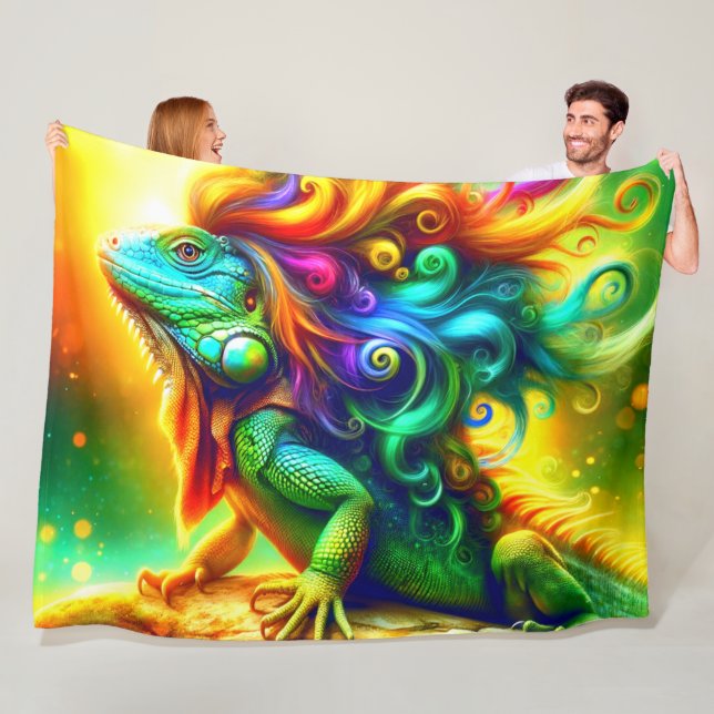 Iguana Art Fleece Blanket (In Situ)