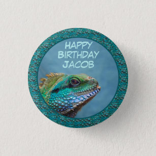 Iguana Birthday Button