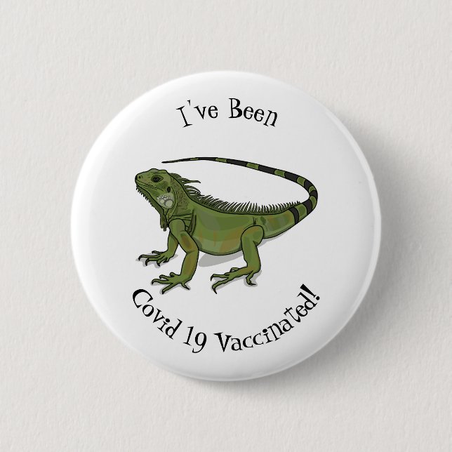 Iguana cartoon illustration 2 inch round button (Front)