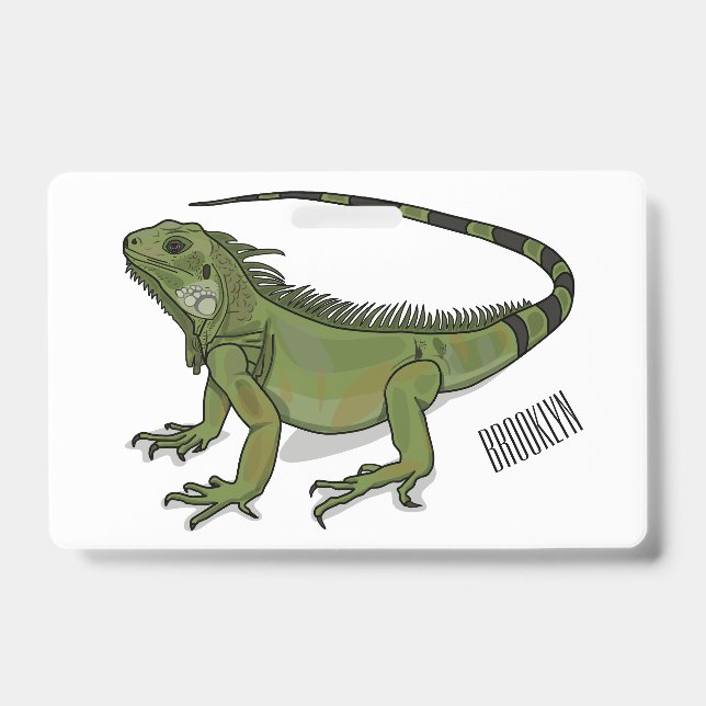 Iguana cartoon illustration  badge (Front)