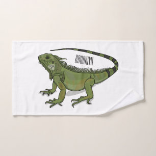 Iguana cartoon illustration  bath towel set