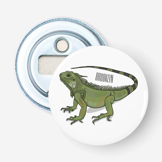 Iguana cartoon illustration bottle opener (Front)