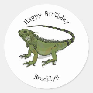 Iguana cartoon illustration  classic round sticker