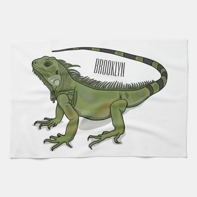 Iguana cartoon illustration  kitchen towel (Horizontal)