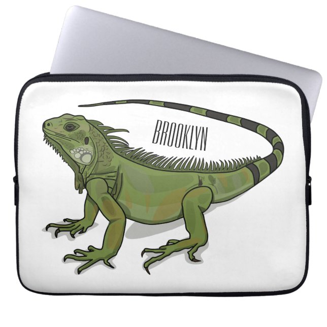 Iguana cartoon illustration laptop sleeve (Front)