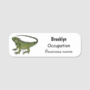 Iguana cartoon illustration name tag