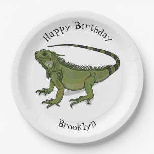 Iguana cartoon illustration paper plate