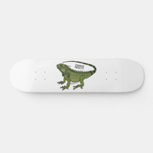 Iguana cartoon illustration skateboard