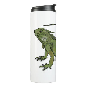 Iguana cartoon illustration thermal tumbler